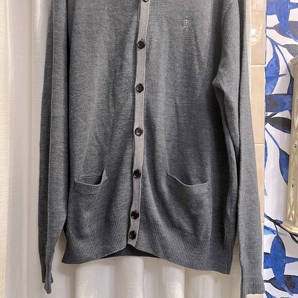 Men’s Peter Millar Gray 100% Merino Wool Cardigan Sweater Size Large - Picture 3 of 8